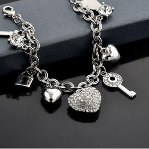 Heart & Key Austrian Crystal Charm Bracelets